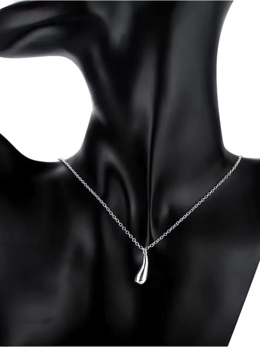 Drip Drop Necklace Silver Plate Liquid Molten Metal Teardrop MY04 JN22